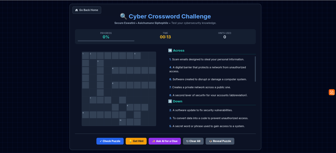 Cyber Crossword Game Screenshot